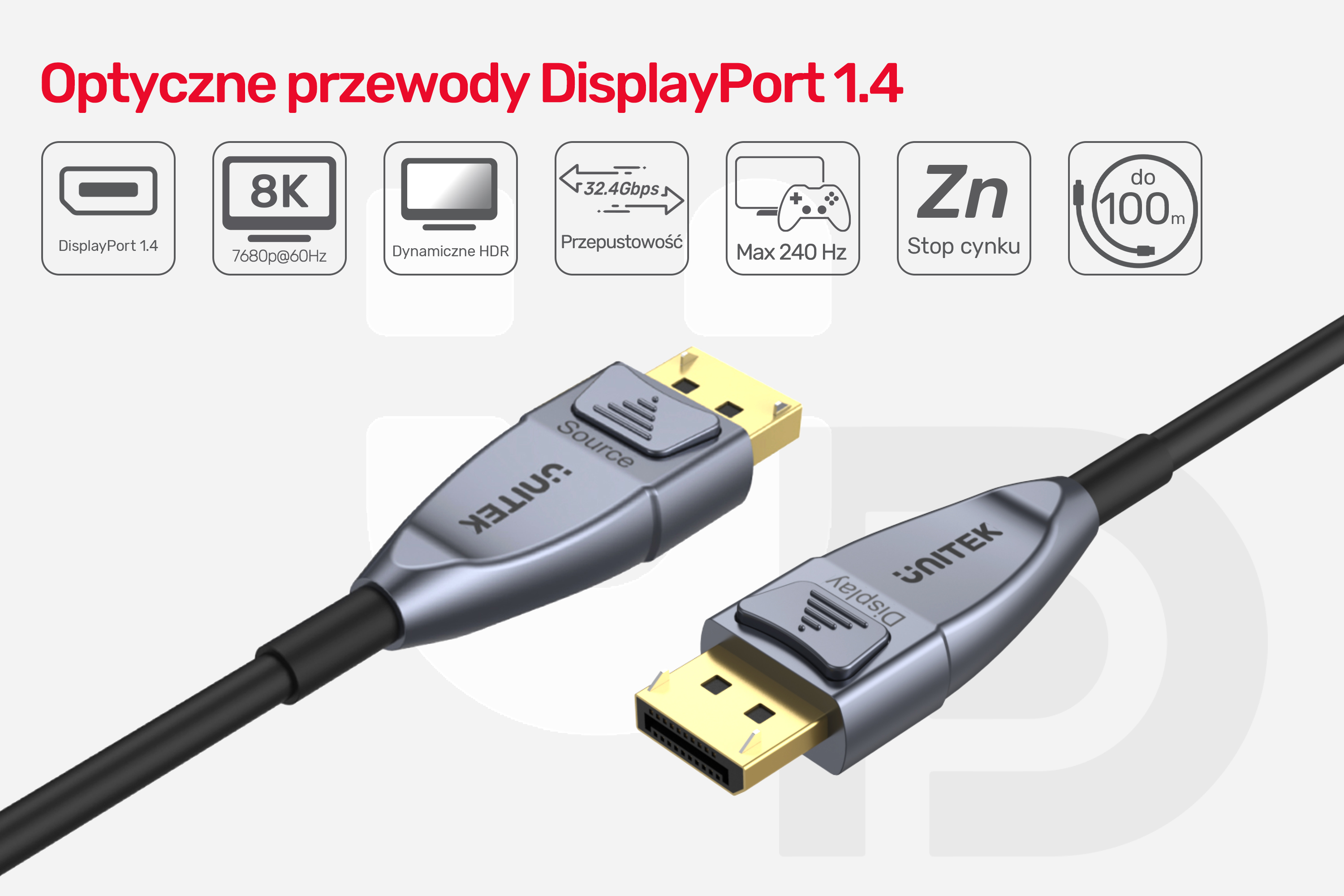 Optyczne przewody DisplayPort