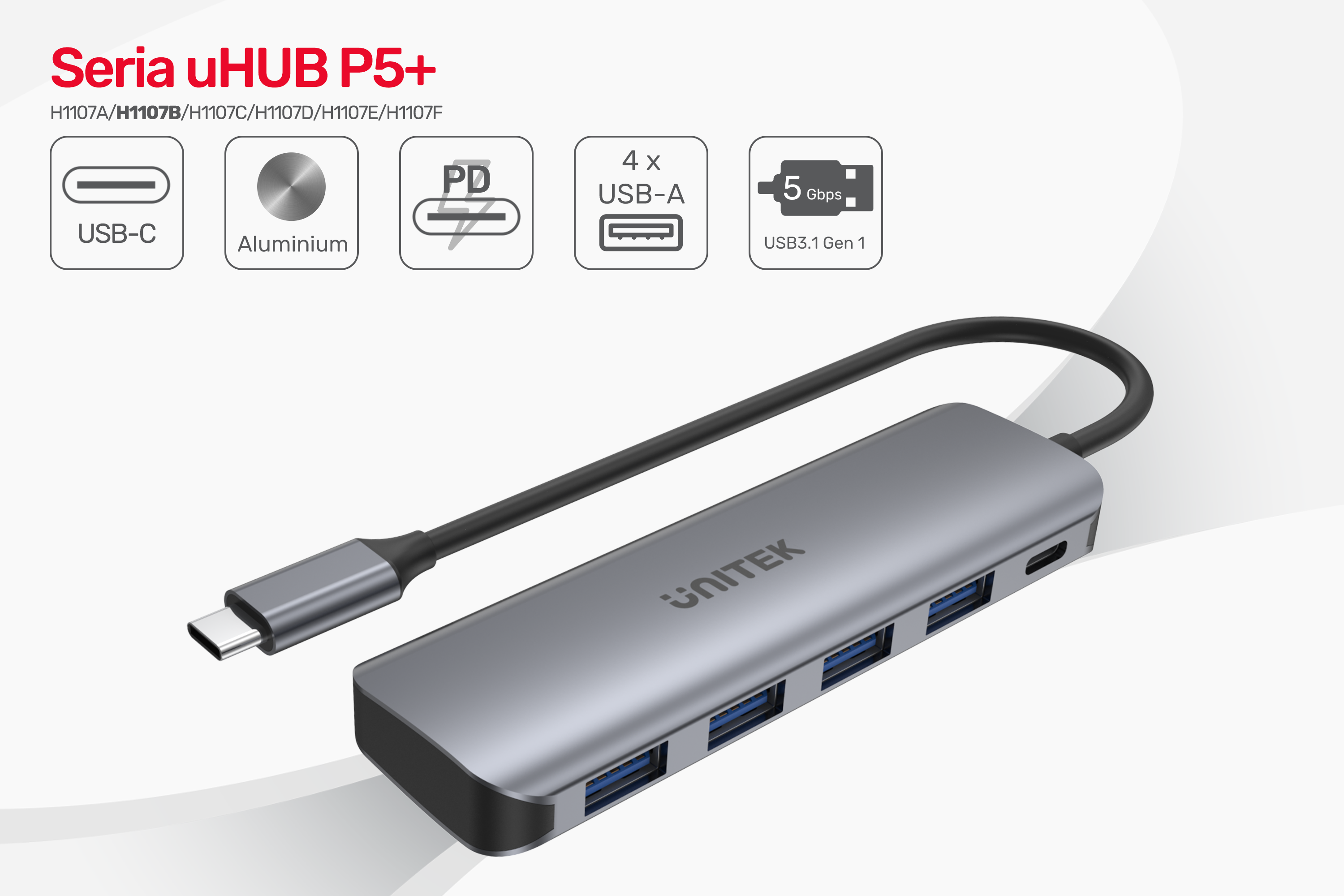 Hub z USB-C wykonany z solidnego aluminium