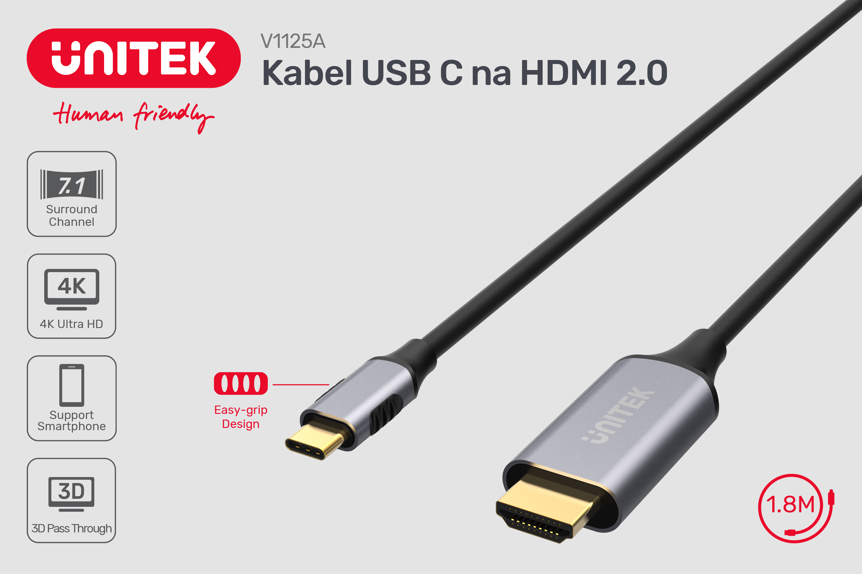 Kabel USB C na HDMI z 3D Pass Through