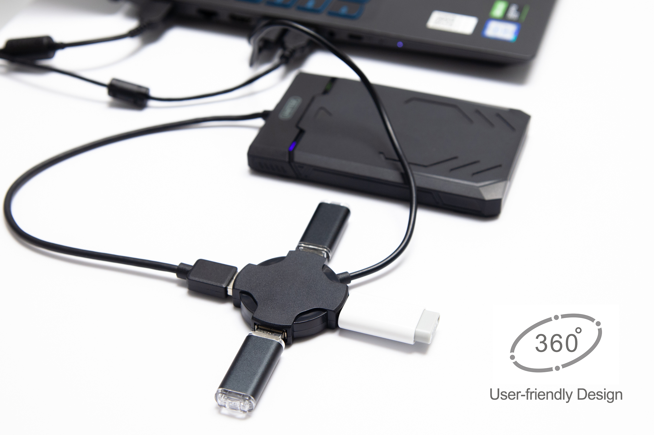 Unitek Y-2178 to hub zawierający 4 wejścia USB 2.0 micro, dostępny w kolorze czarnym.